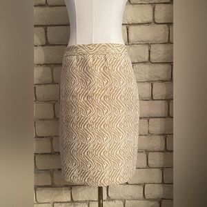 Banana Republic Cream Zebra Patterned Pencil Skirt